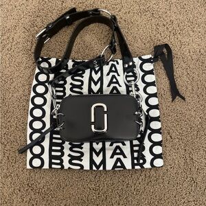 Marc Jacobs Black Double J Leather Crossbody Camera Bag